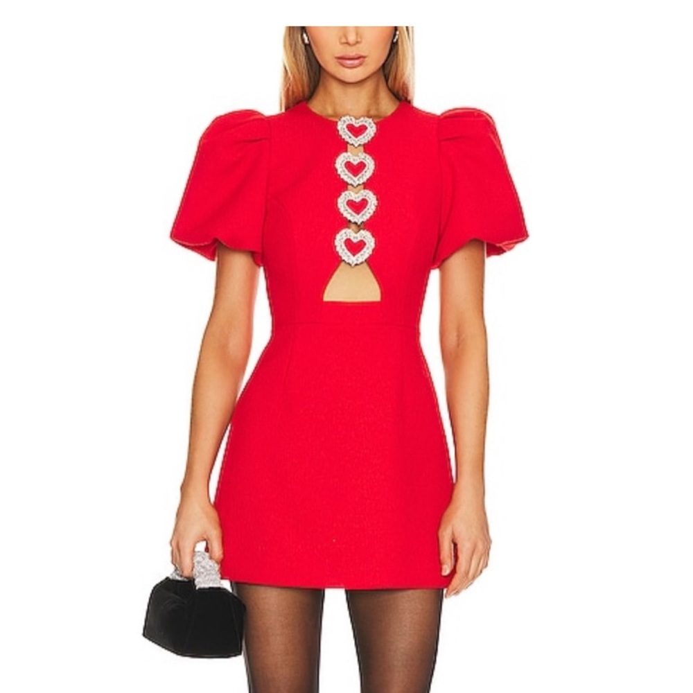 Rebecca Vallance Red Dress with Heart Details